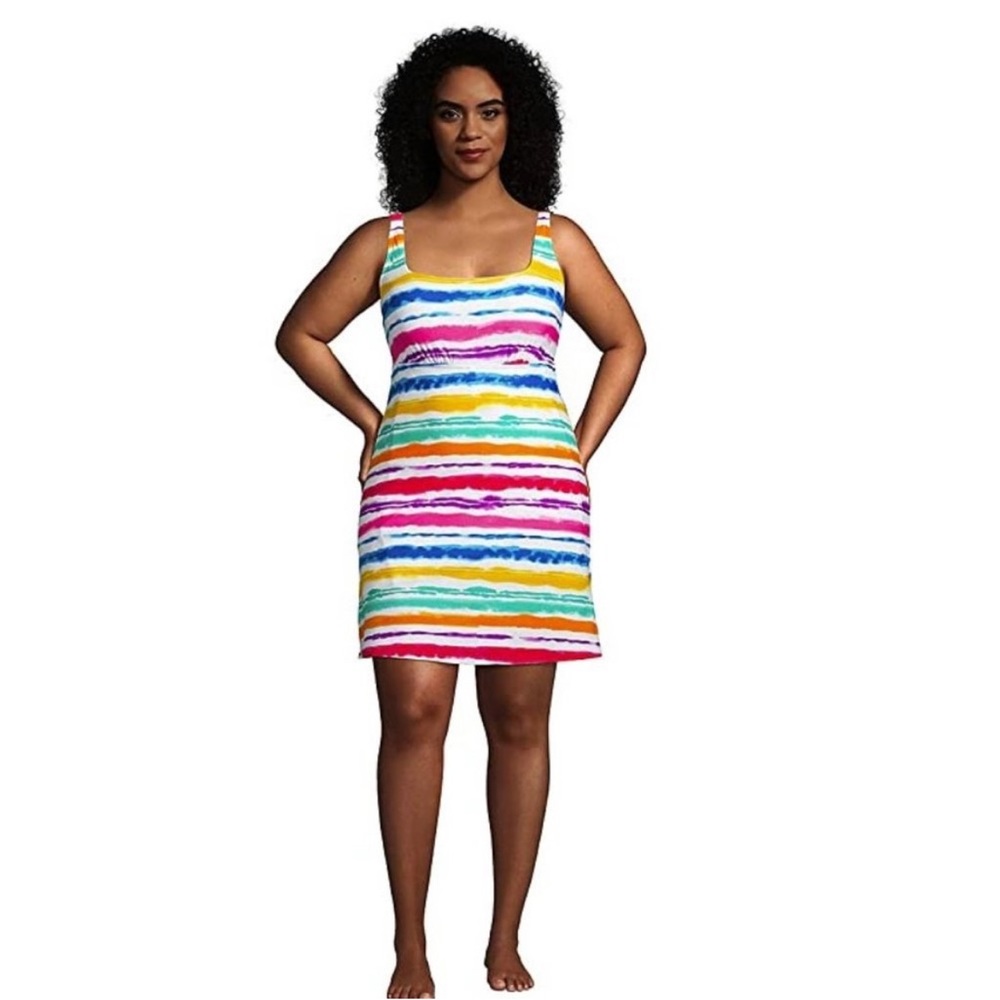 Lands' End Multicolor Striped Women's Swim Dress